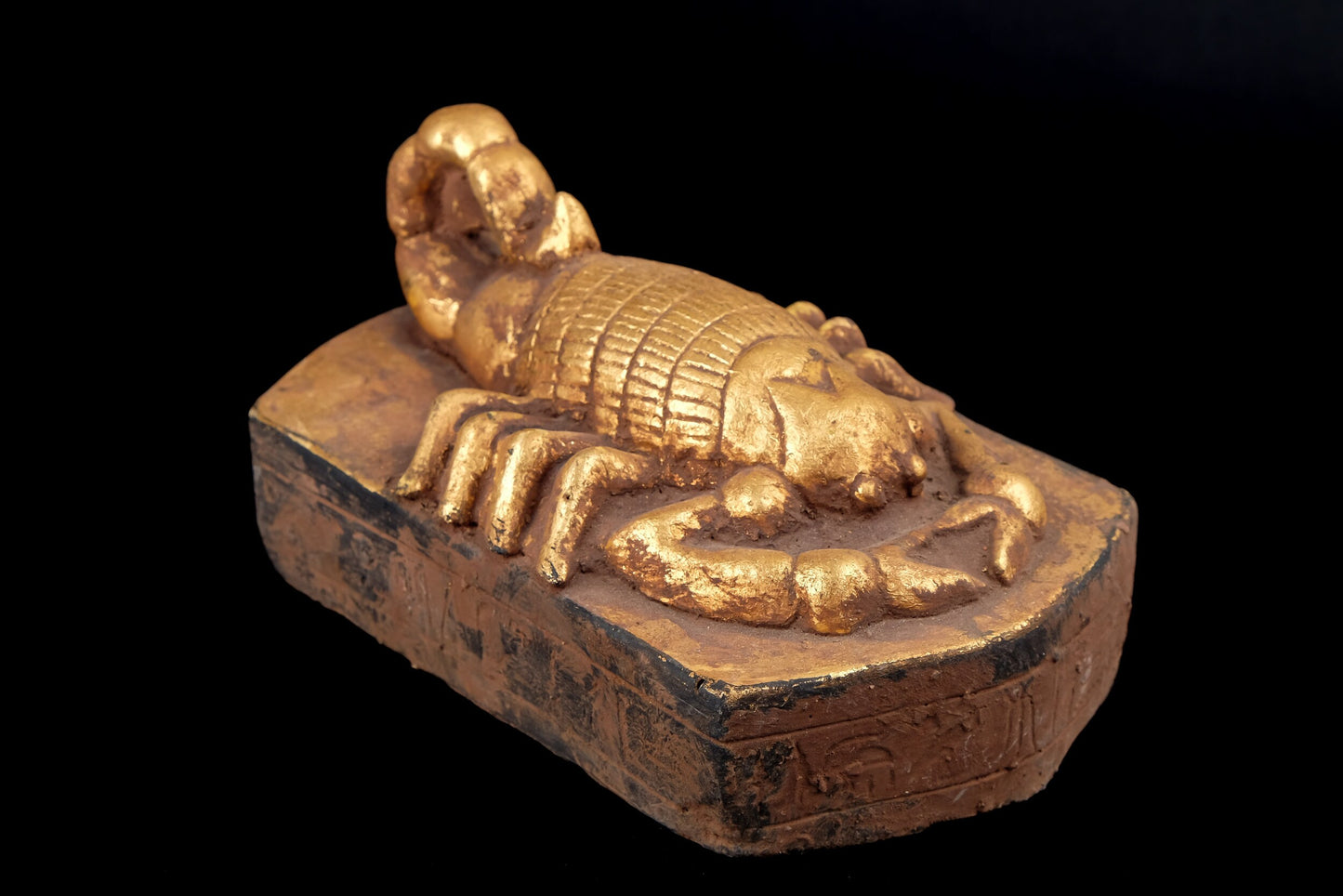 Unique Ancient Egyptian Art Serket the Scorpion goddess Sculpture gold leaf hand painted heavy stone made in Egypt