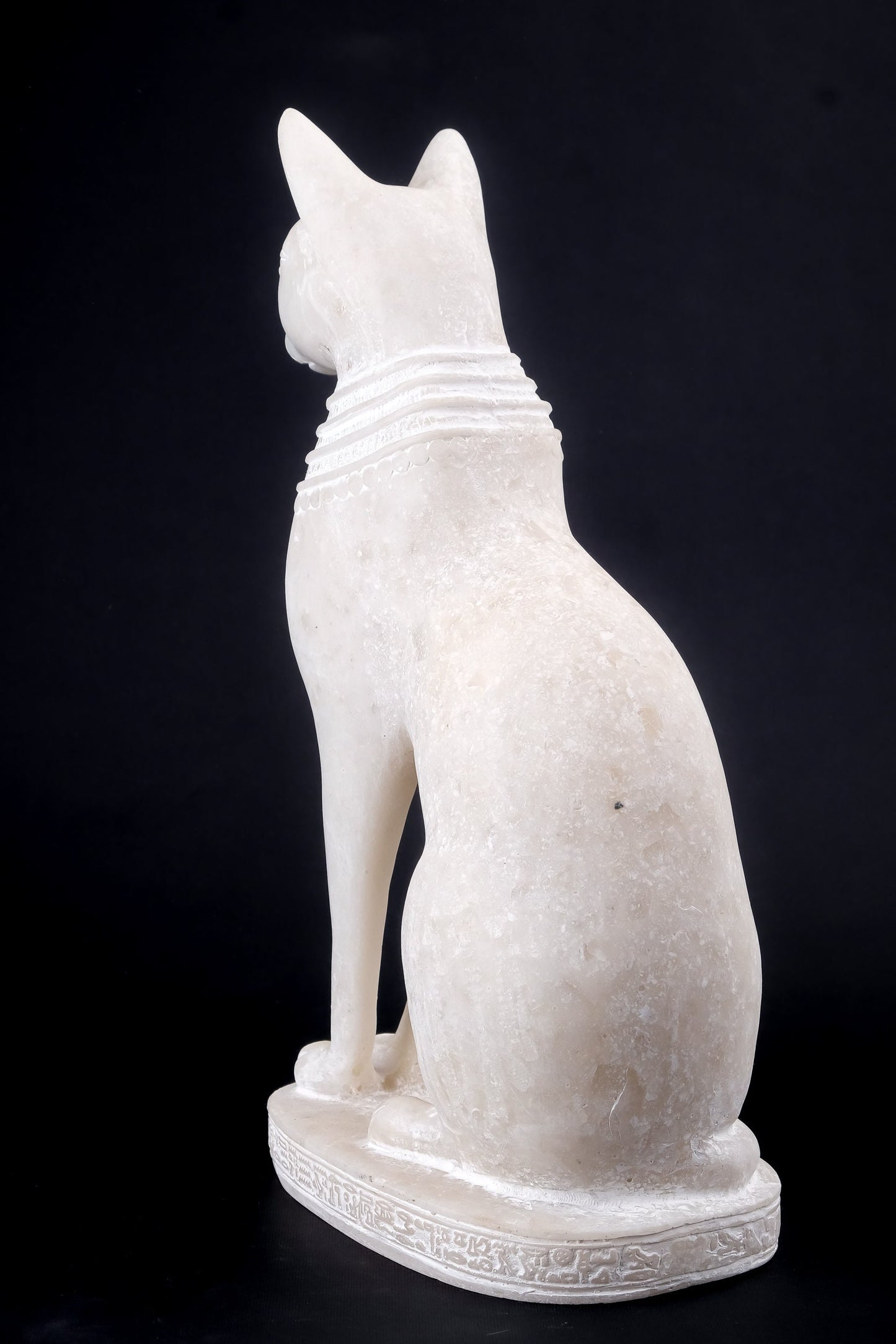 Unique Egyptian statue goddess cat Bastet large Sculpture marble stone unique heavy stone with front scarab, eye of Horus made in Egypt