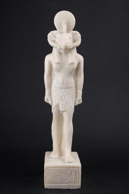 Ancient Egyptian Statue of Goddess Khnum Sculpture marble stone made in Egypt