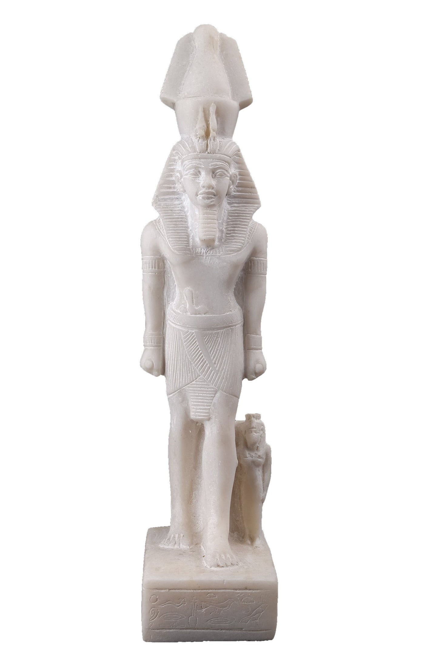 Unique statue of Egyptian Art pharaoh king Ramesses II, large heavy alabaster stone made in Egypt