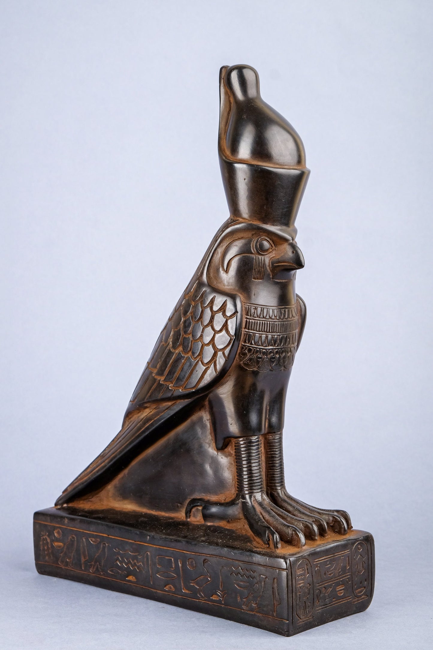 Statue of Horus god Falcon Bird sculpture large black heavy stone made in Egypt