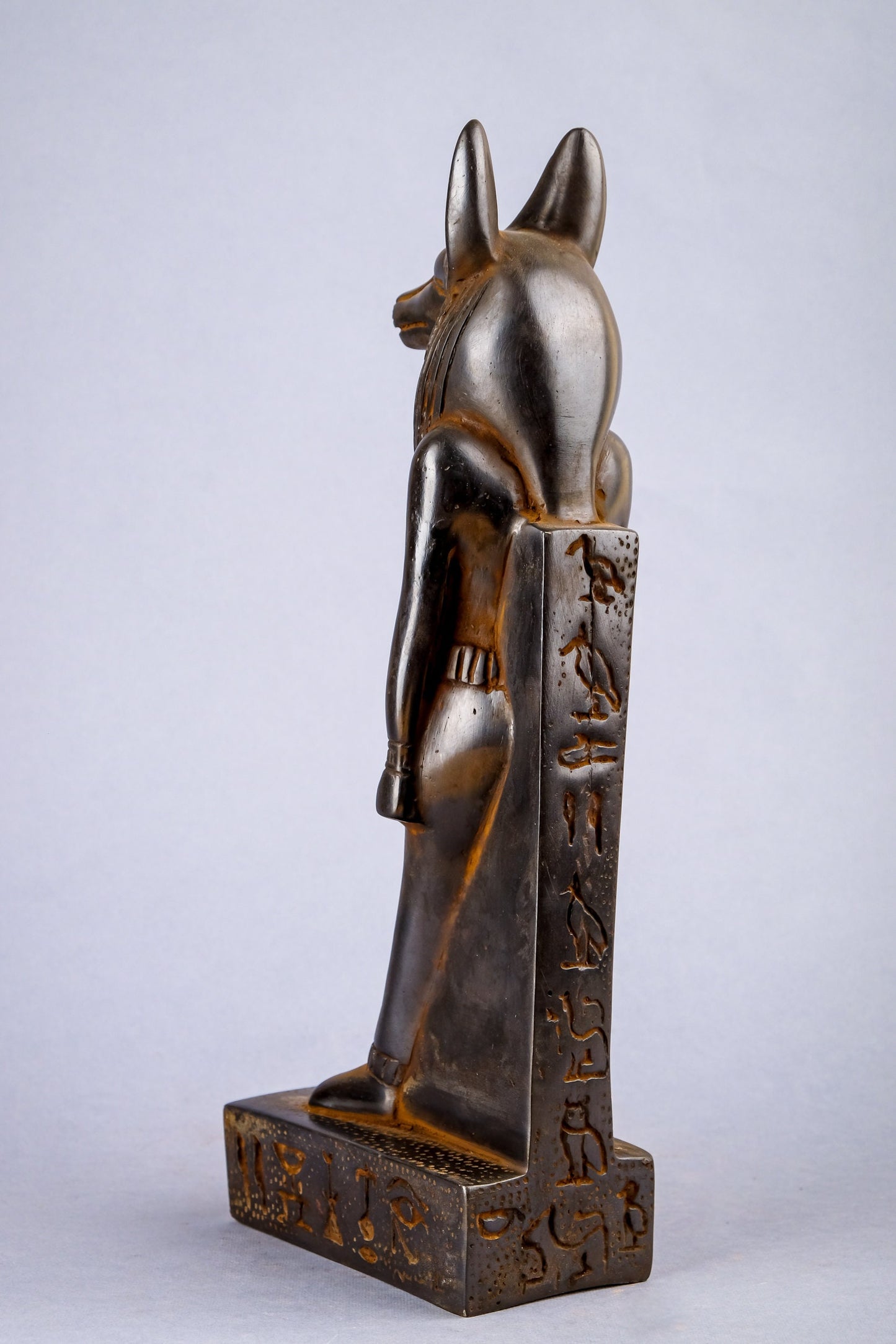 A unique ancient Egyptian statue of Anubis Jackal God of afterlife and mummification, with front a head of Sekhmet unique - made in Egypt