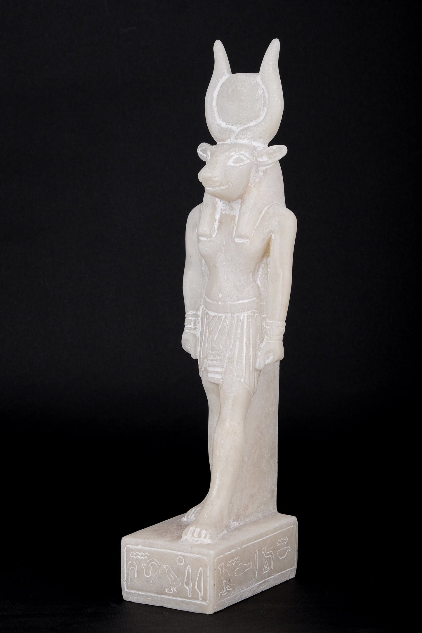 Vintage Ancient Egyptian statue of Hathor white sculpture marble stone made in Egypt