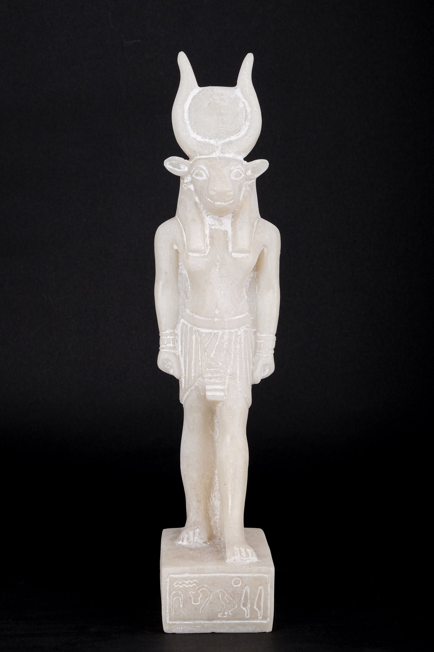 Vintage Ancient Egyptian statue of Hathor white sculpture marble stone made in Egypt