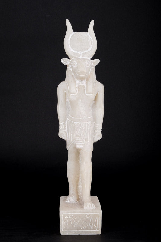 Vintage Ancient Egyptian statue of Hathor white sculpture marble stone made in Egypt