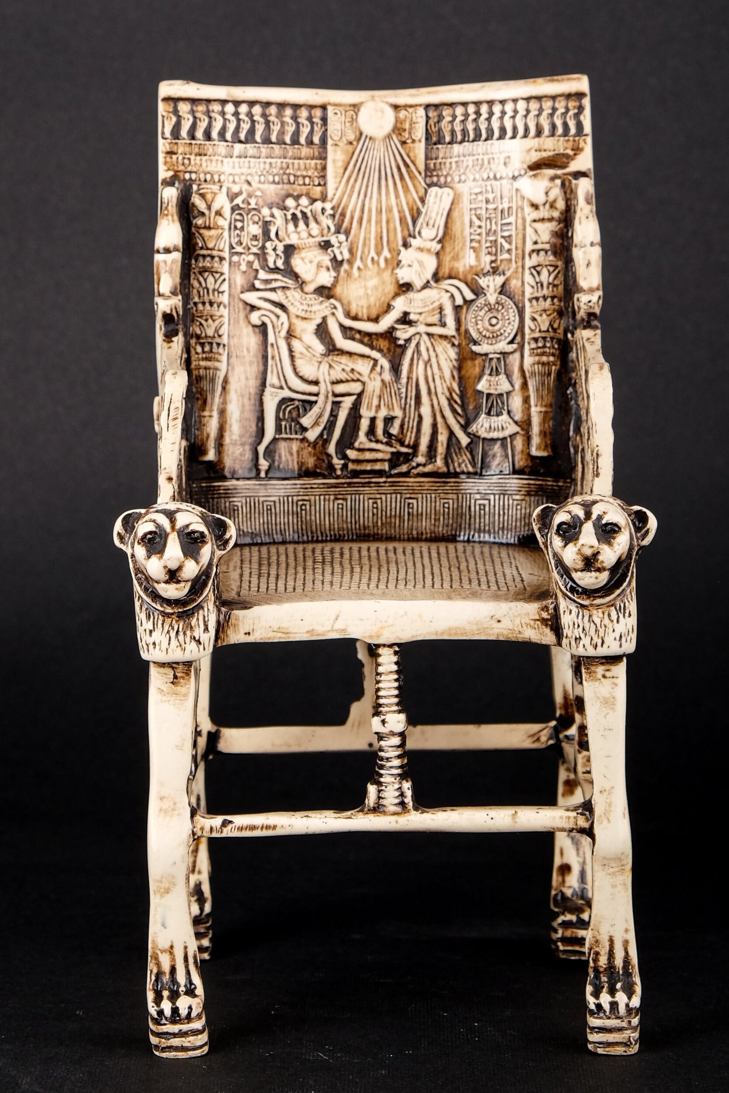 Gorgeous king Tutankhamun Throne - Handmade from limestone - Replica - handmade - made in Egypt