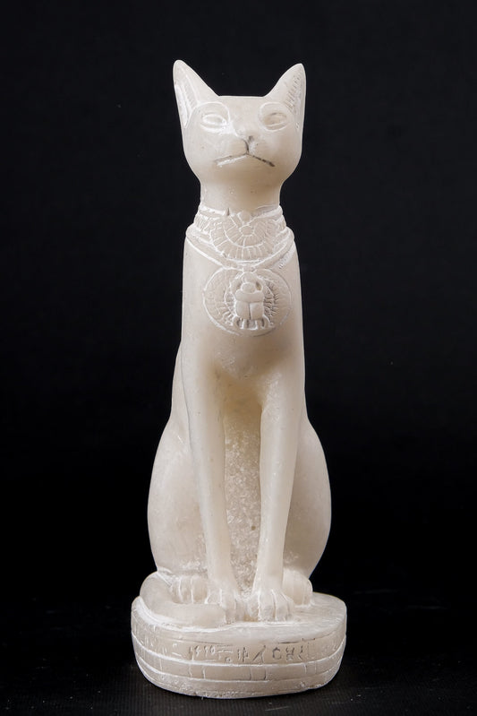 Statue goddess Bastet cat Sculpture marble stone Egyptian Art hand made in Egypt