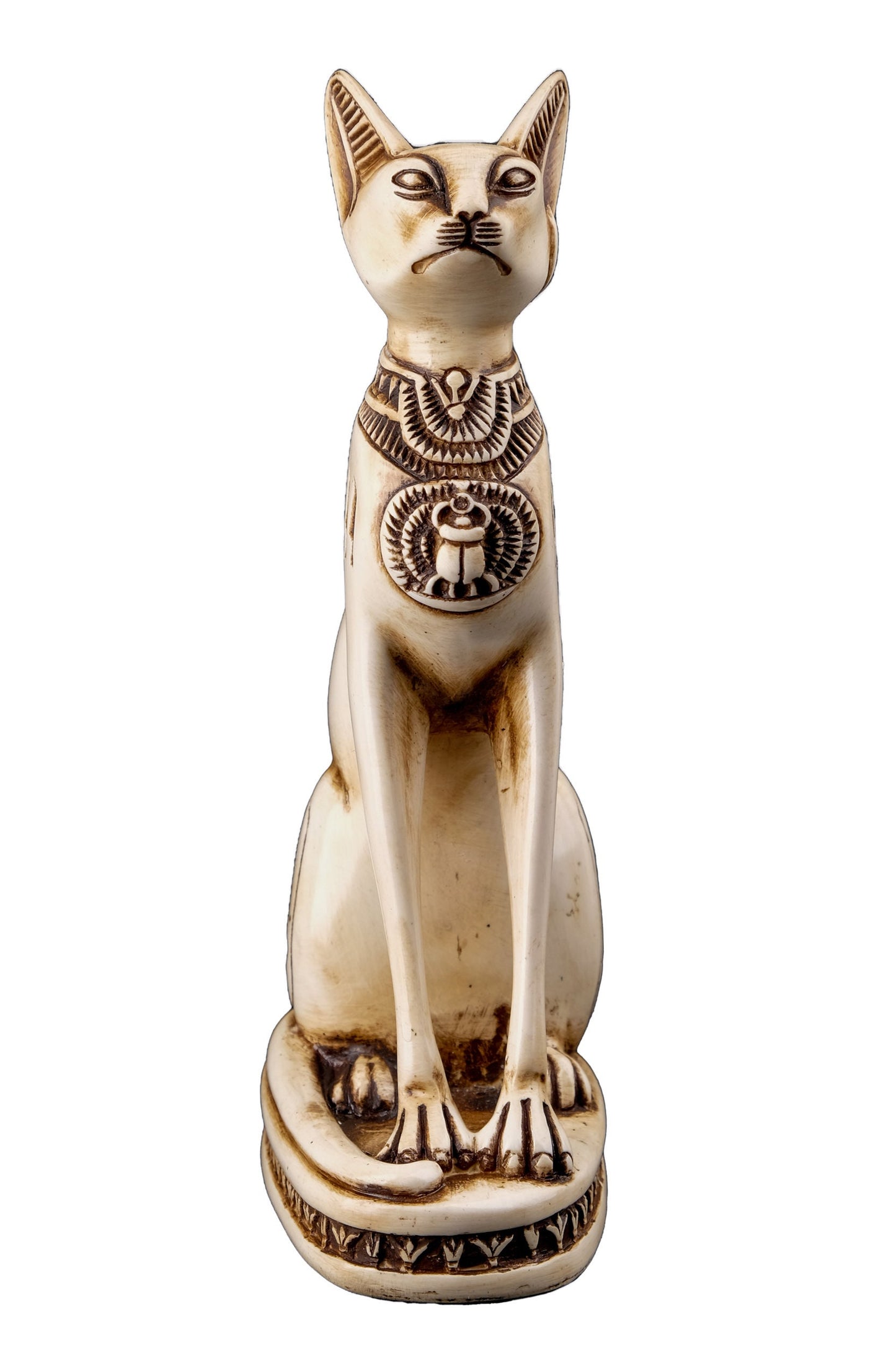 Unique Egyptian statue goddess cat Bastet Polystone Sculpture with front Scarab made in Egypt