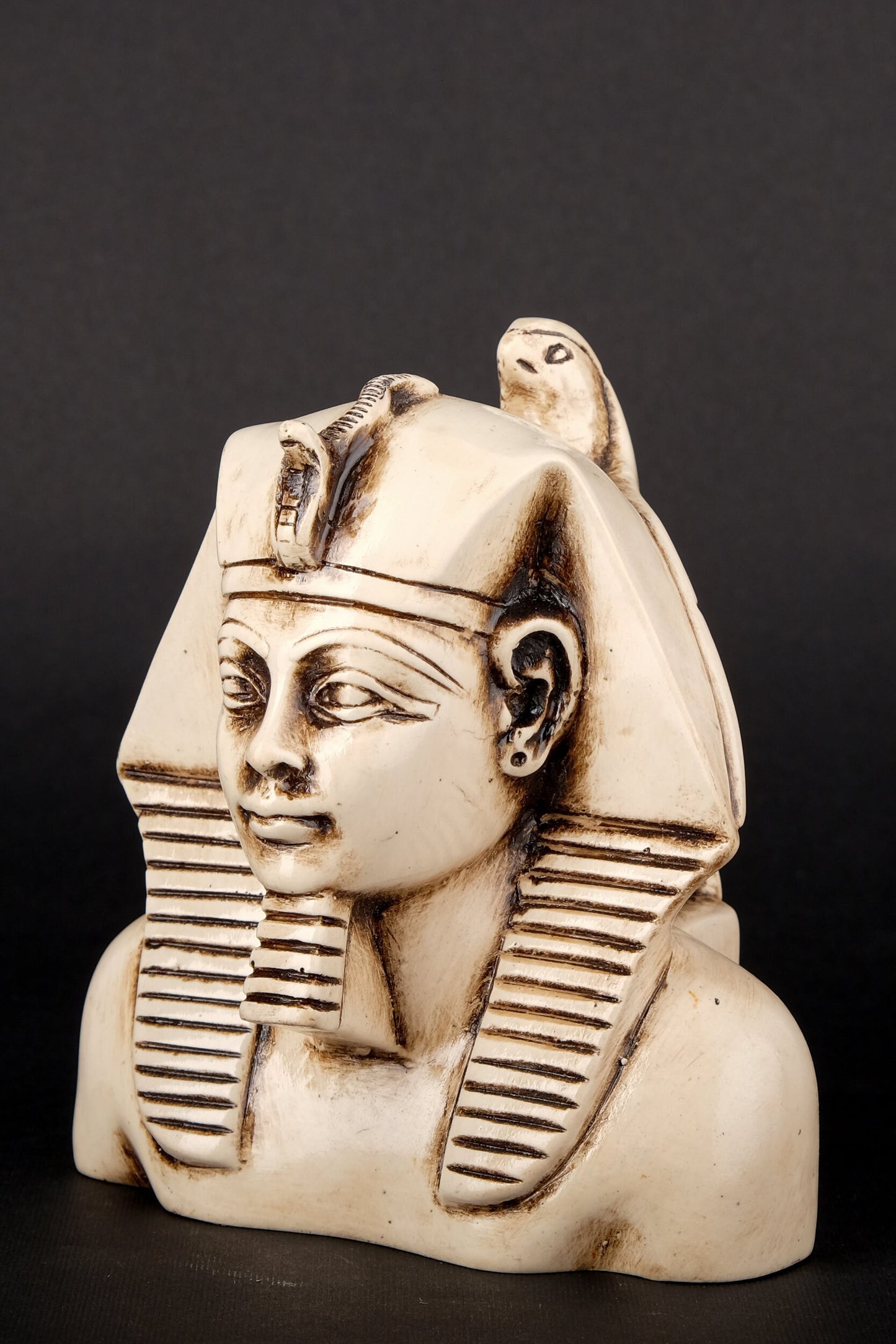 ancient Egyptian bust of King Khafre with a Falcon on his head heavy solid stone made in Egypt