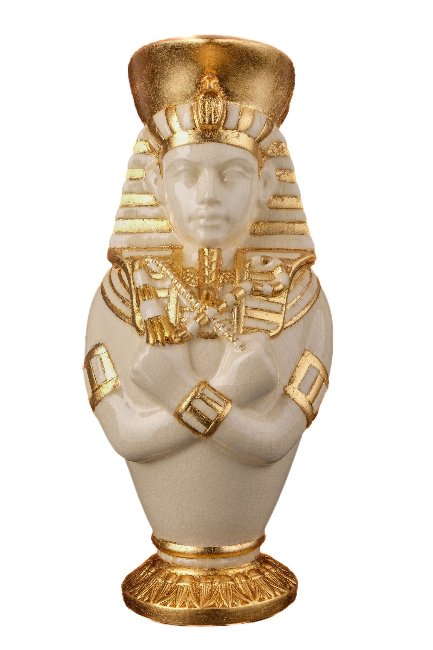 Amazing Egyptian vase of king Tutankhamun Sculpture porcelain handmade with gold leaf hand painted made in Egypt