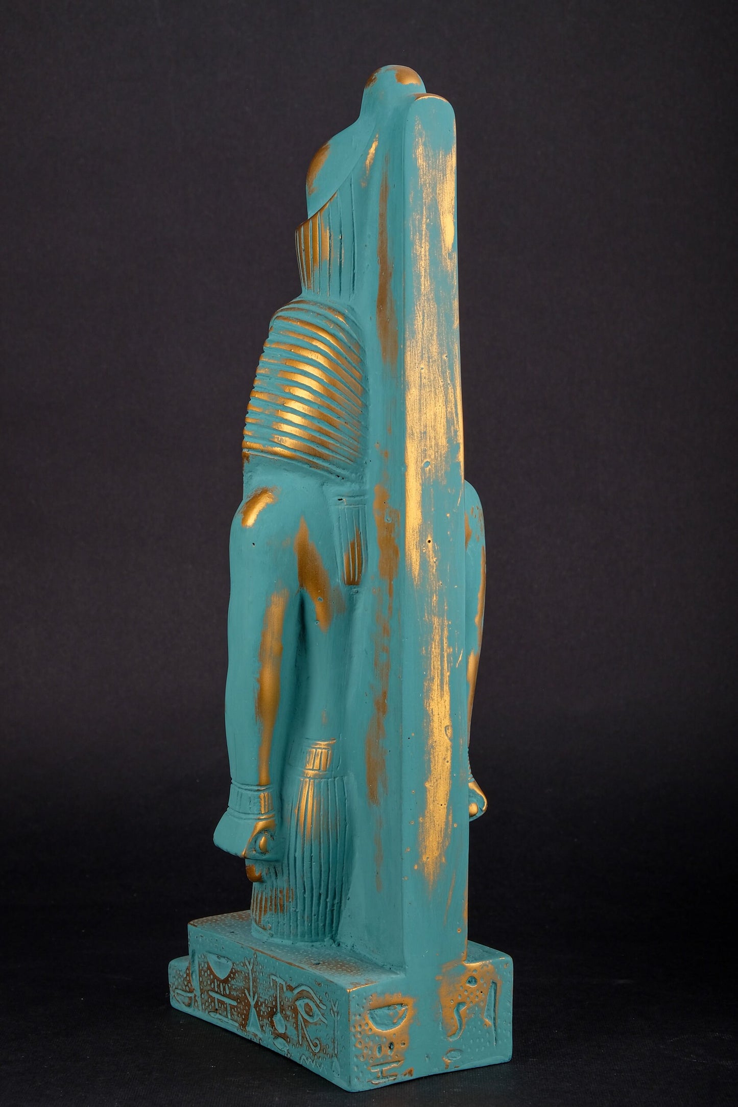 Unique statue of Egyptian Art pharaoh king Ramesses II, heavy stone Sculpture green statue hand painted made in Egypt