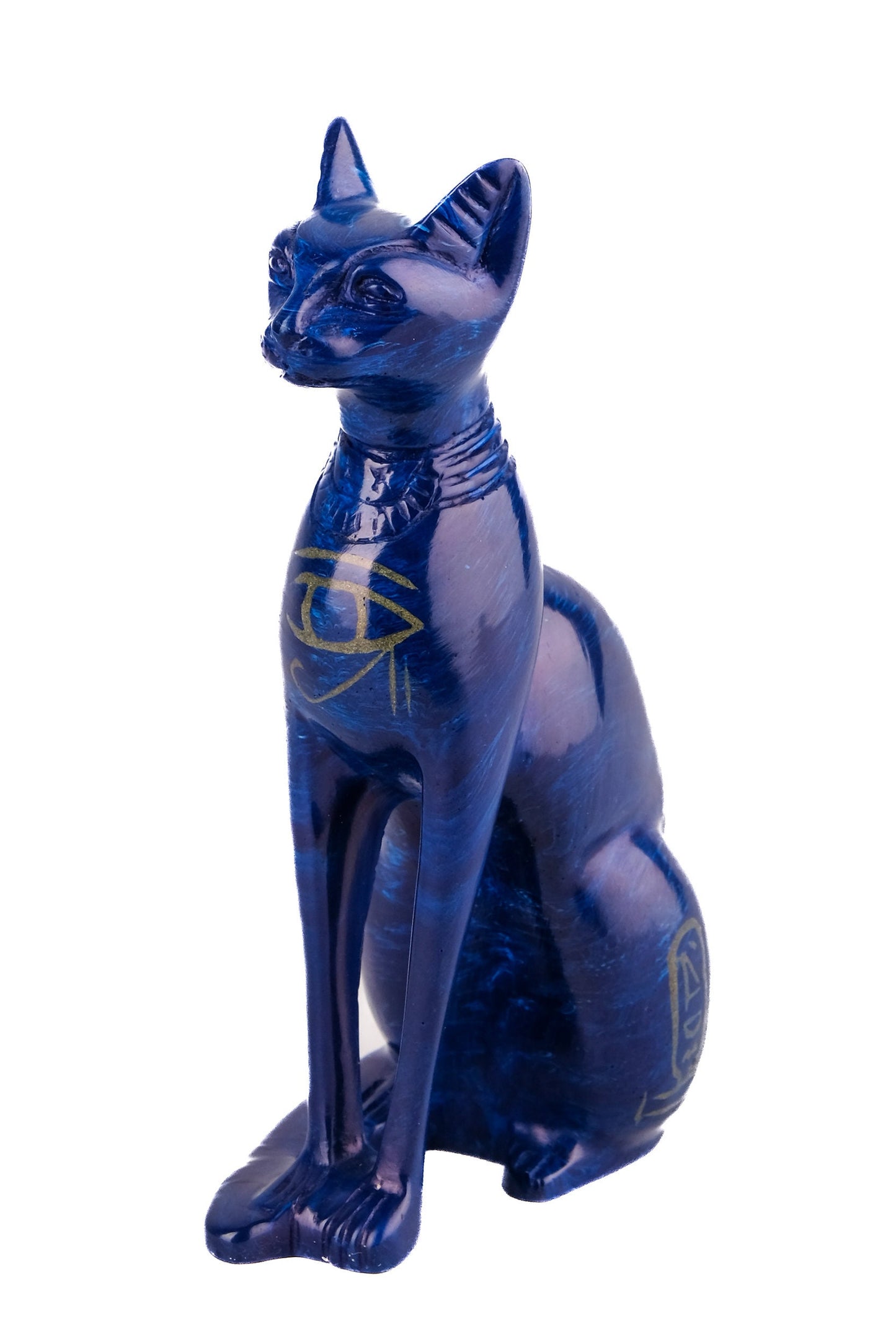 Ancient Egyptian Hand-carved Bastet goddess statue - home decor cat - pharaonic Cat- Egyptian Blue Bastet made in Egypt