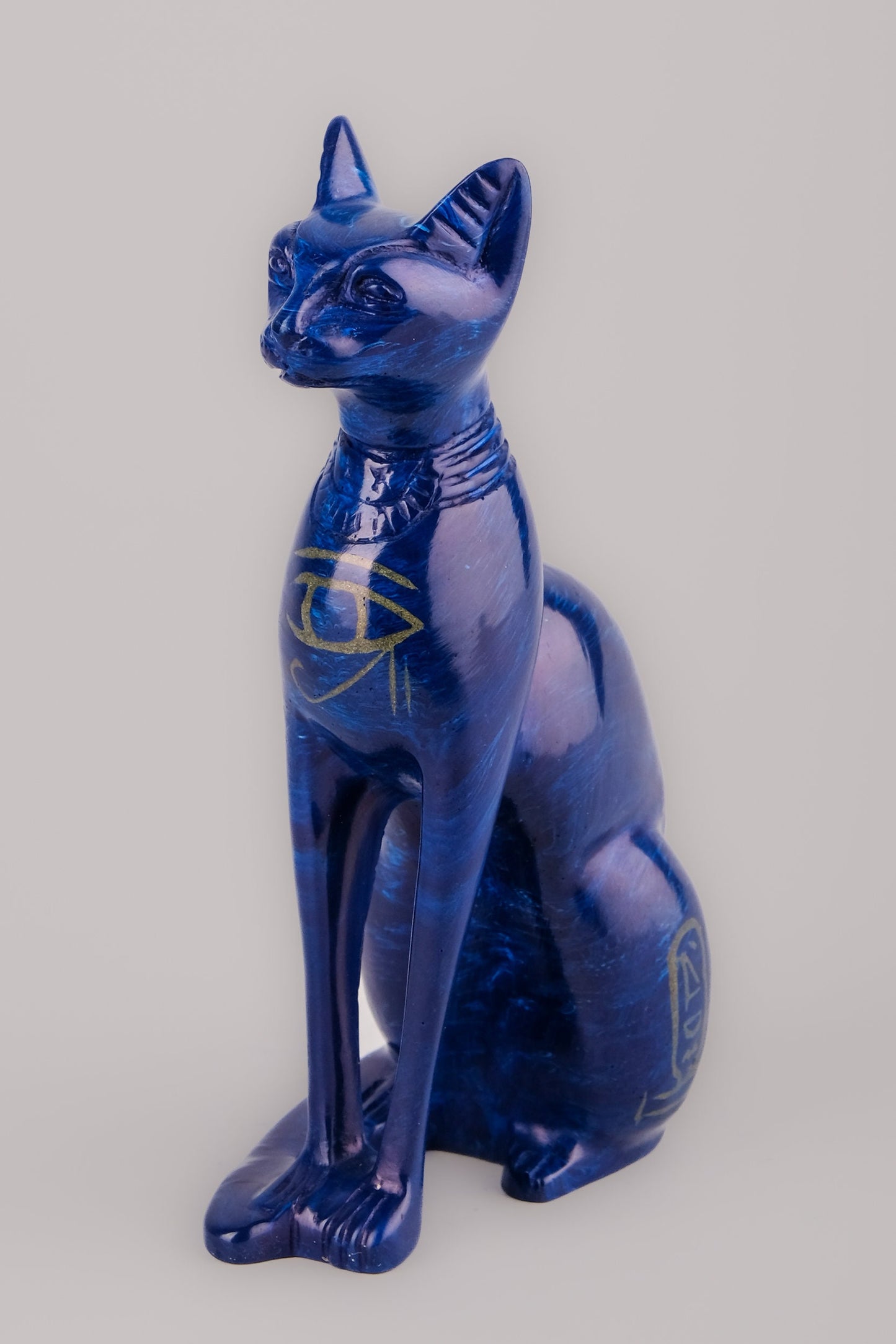 Ancient Egyptian Hand-carved Bastet goddess statue - home decor cat - pharaonic Cat- Egyptian Blue Bastet made in Egypt