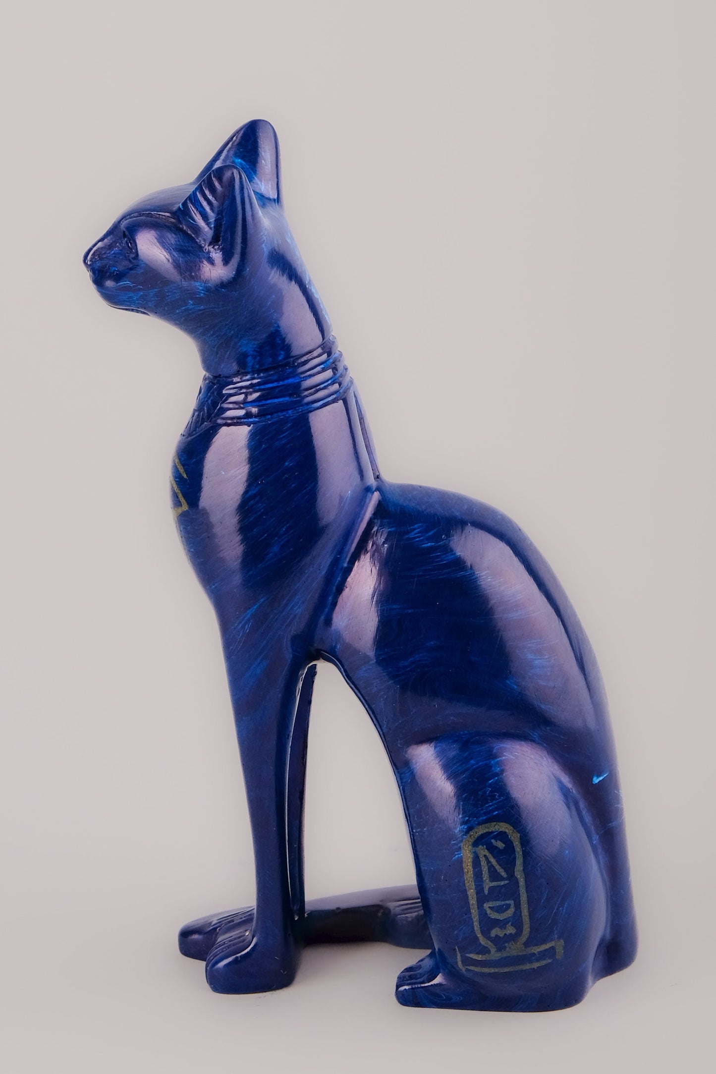 Ancient Egyptian Hand-carved Bastet goddess statue - home decor cat - pharaonic Cat- Egyptian Blue Bastet made in Egypt