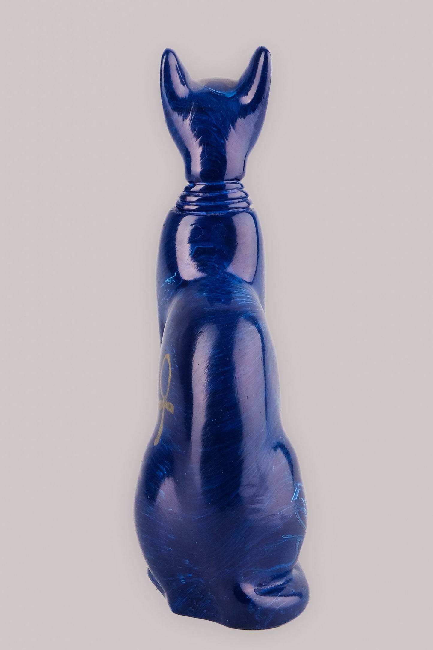 Hand-carved Bastet goddess statue - home decor cat - pharaonic Cat- Egyptian Blue Bastet