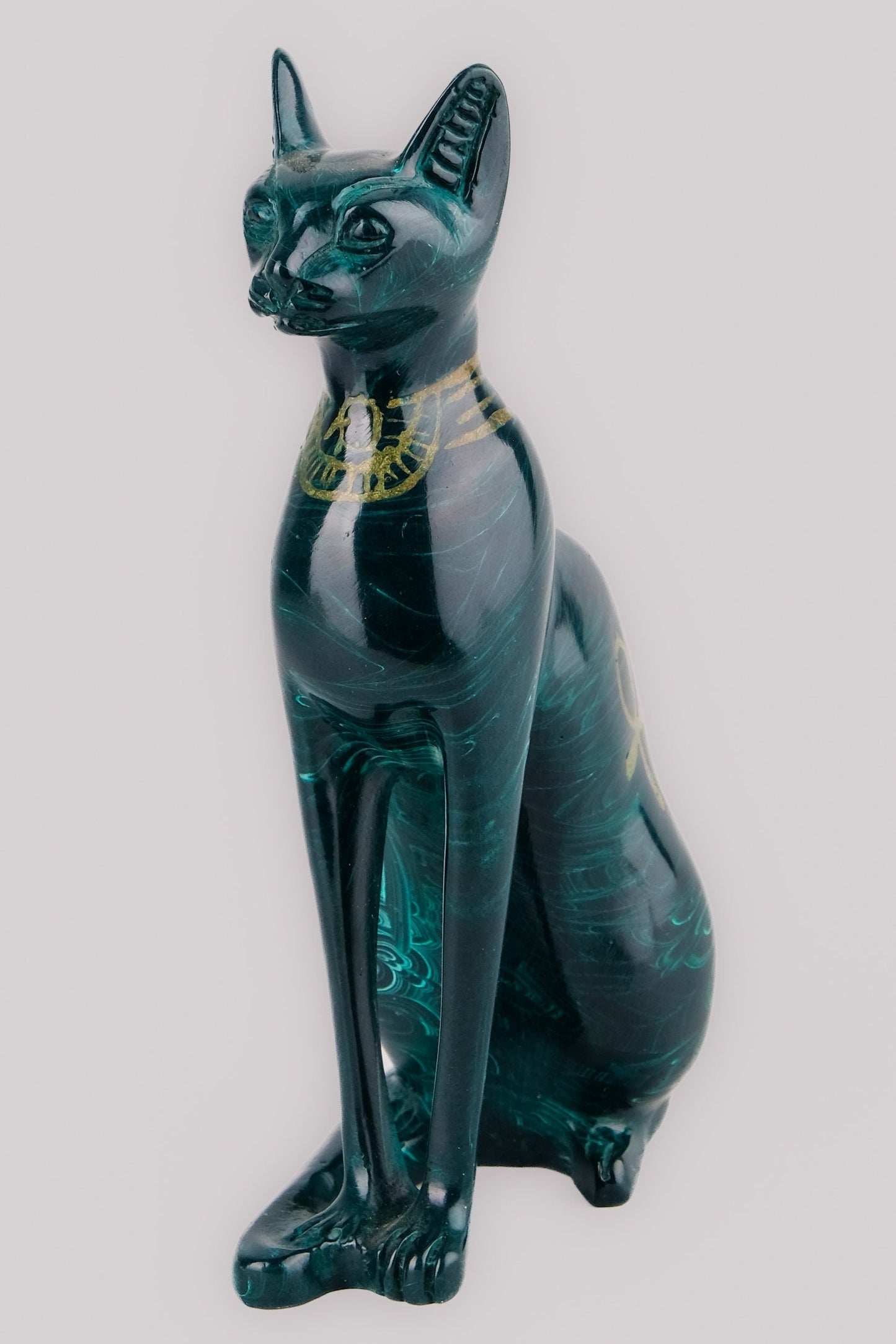 Ancient Egyptian Hand-carved Bastet goddess statue - home decor cat - pharaonic Cat- Egyptian Green Bastet made in Egypt