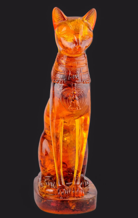 Statue of Egyptian goddess Bastet cat vintage statue amber dust - home decor cat - pharaonic Cat- Egyptian Bastet made in Egypt