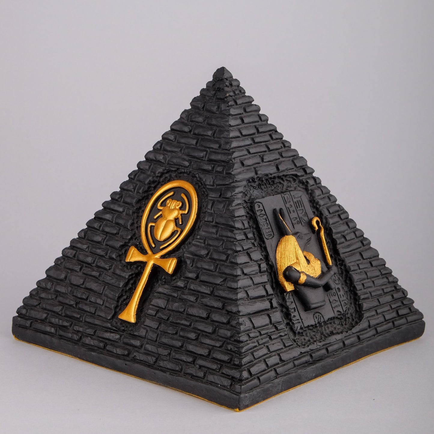 Ancient Egyptian pyramid Art pharaonic inscriptions black and gold made in Egypt