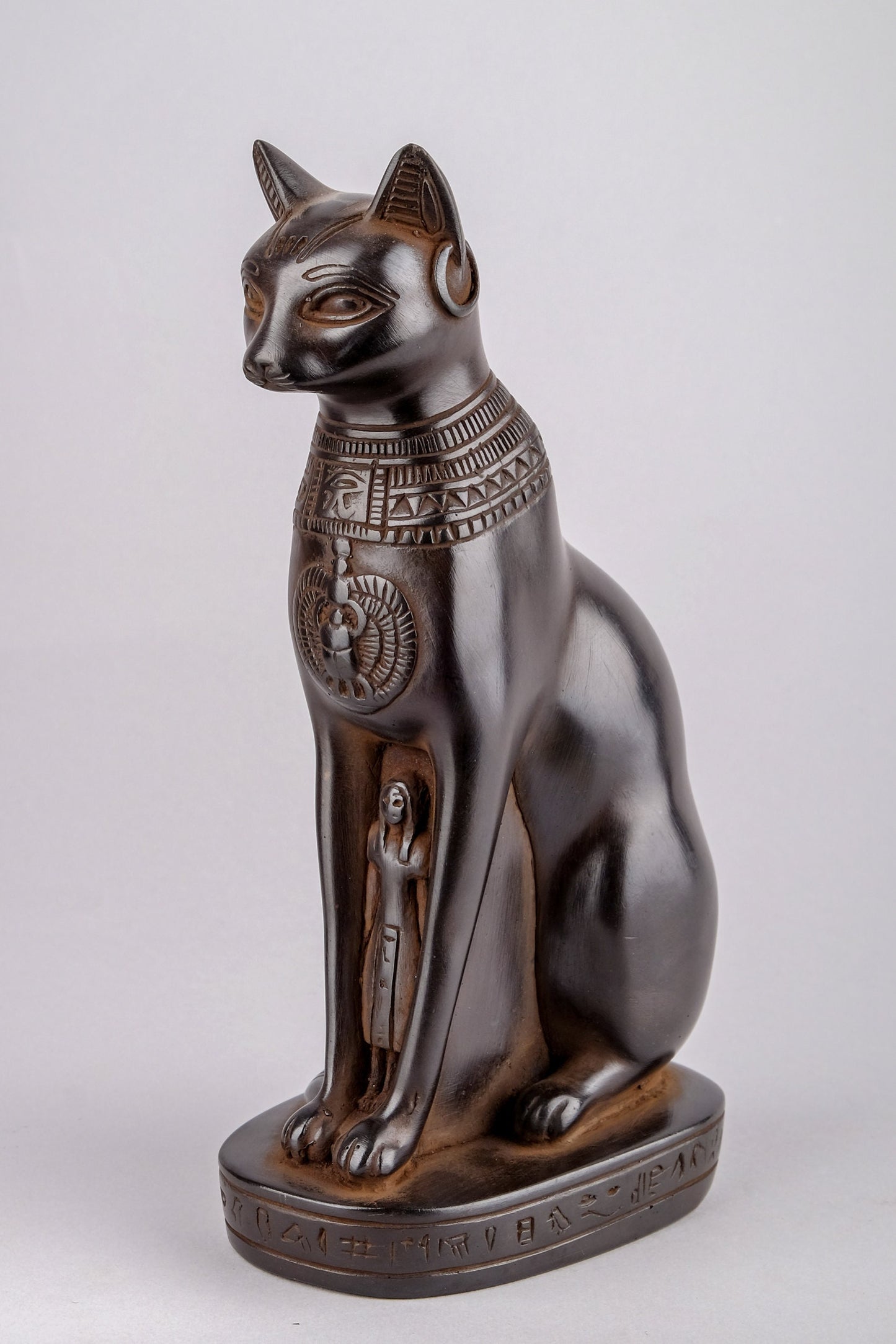 Ancient Egyptian statue of goddess Bastet cat heavy black stone made in Egypt