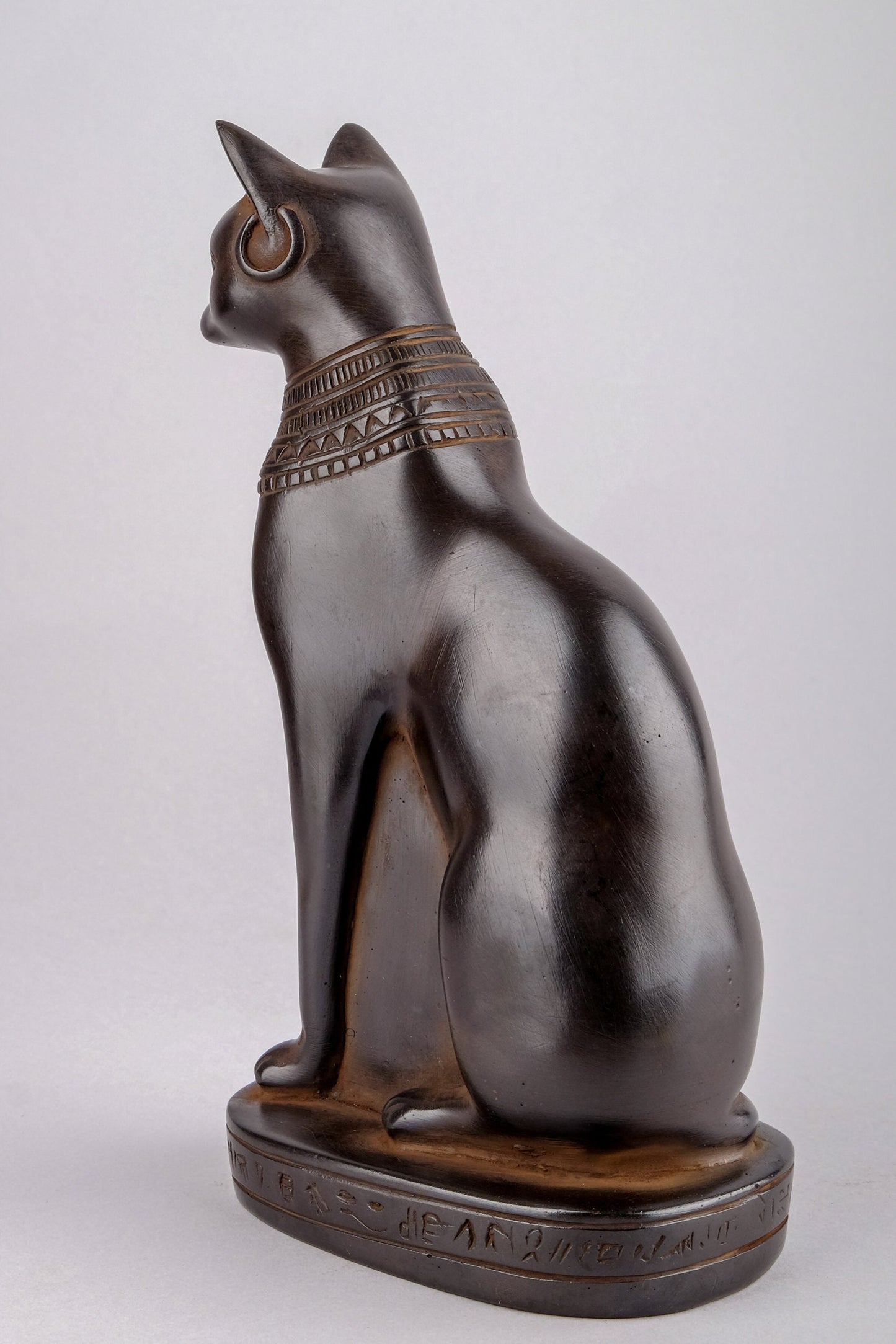 Ancient Egyptian statue of goddess Bastet cat heavy black stone made in Egypt