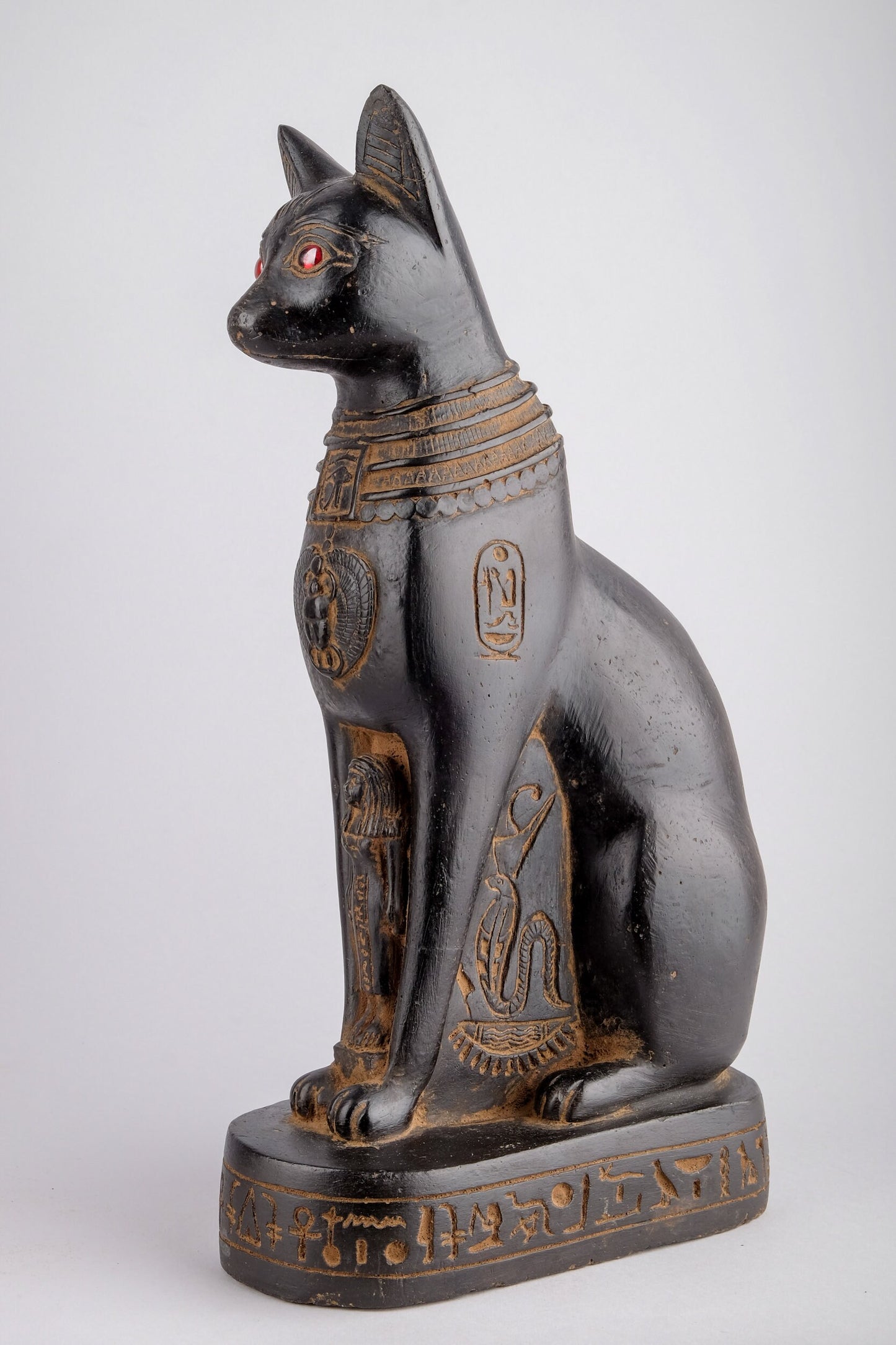 Handmade Bastet goddess statue - home decor cat - Cat statue - heavy black stone made in Egypt