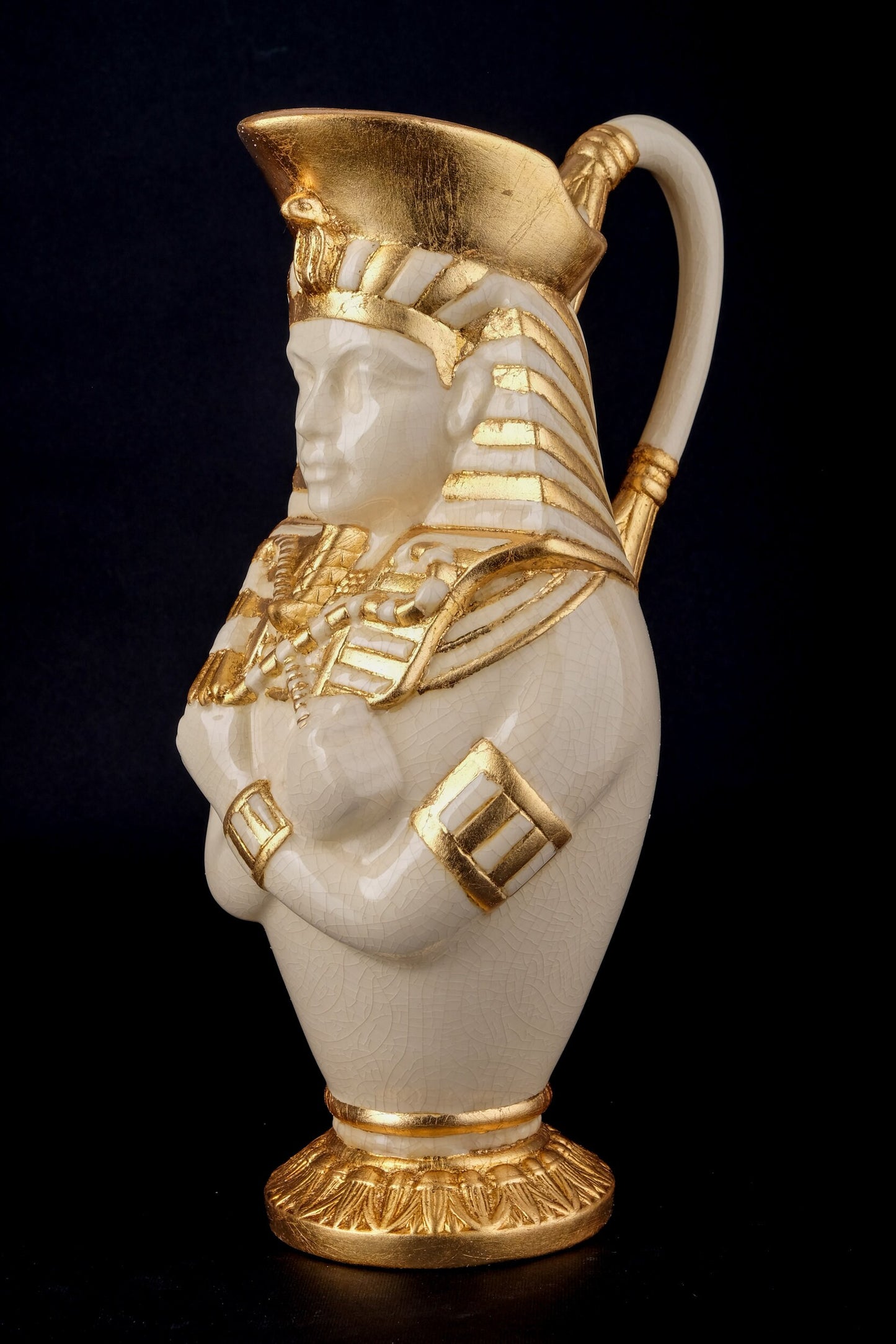 Amazing Egyptian vase of king Tutankhamun Sculpture porcelain handmade with gold leaf hand painted made in Egypt