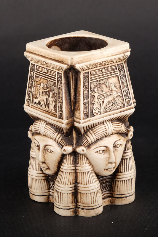 Amazing Ancient Egyptian Candle holder of goddess Hathor polystone Made in Egypt The Egyptian goddess Hathor was god of love,fertility & Joy