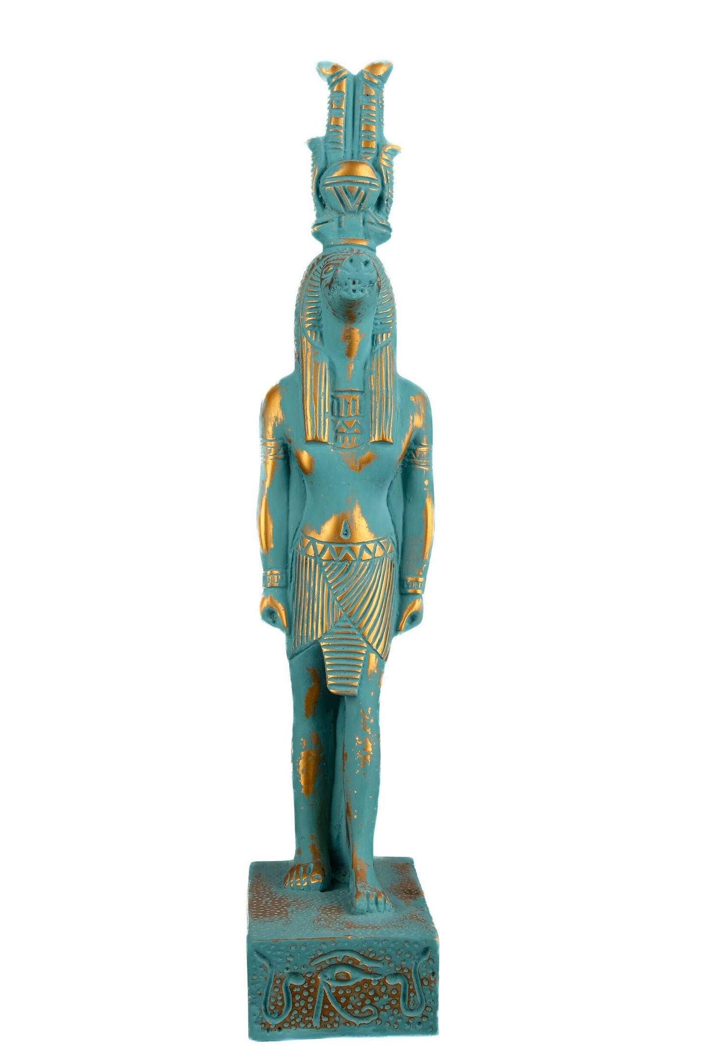 Statue of Egyptian Sobek Nile crocodile symbol of the Nile Sobek (also called Sebek) - Green statue with gold antique color Made in Egypt