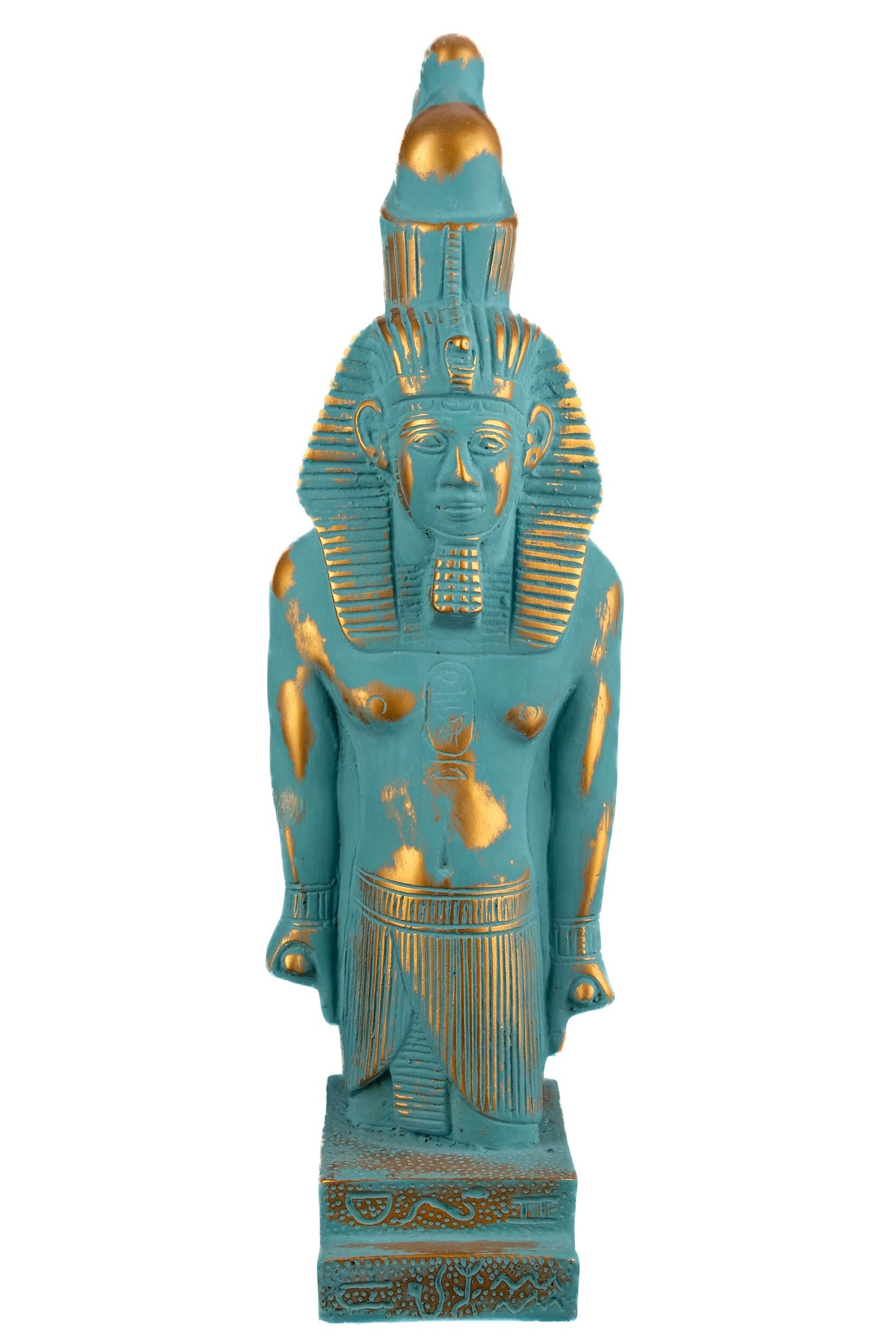 Unique statue of Egyptian Art pharaoh king Ramesses II, heavy stone Sculpture green statue hand painted made in Egypt