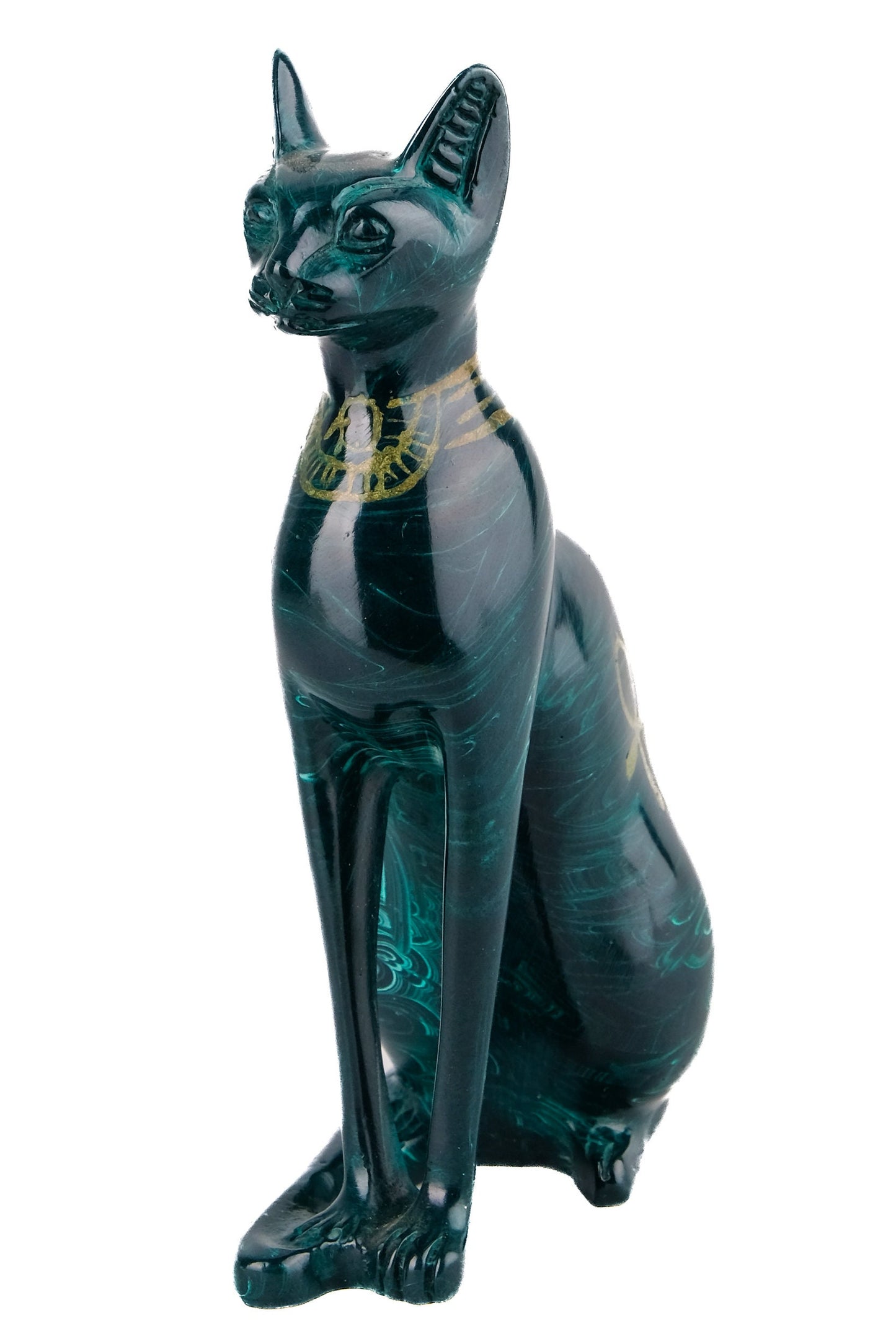 Ancient Egyptian Hand-carved Bastet goddess statue - home decor cat - pharaonic Cat- Egyptian Green Bastet made in Egypt