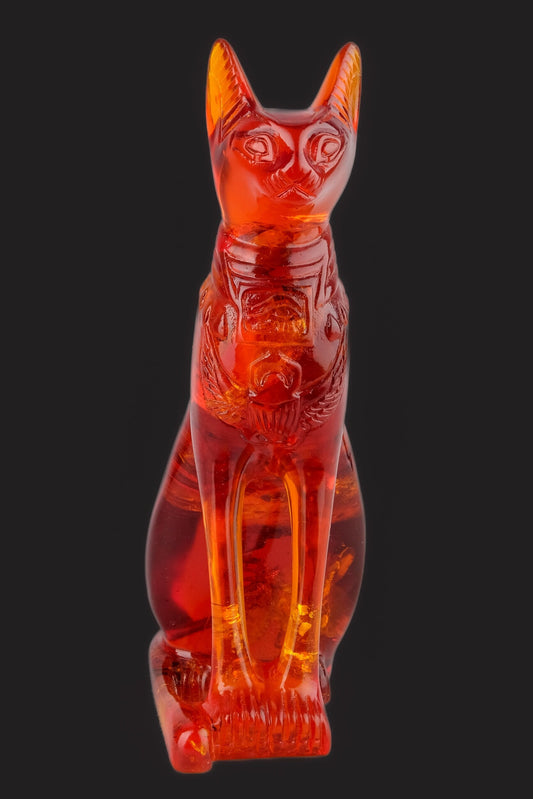 Statue of Egyptian goddess Bastet cat vintage statue - home decor cat - pharaonic Cat- Egyptian Bastet cat Amber Dust made in Egypt