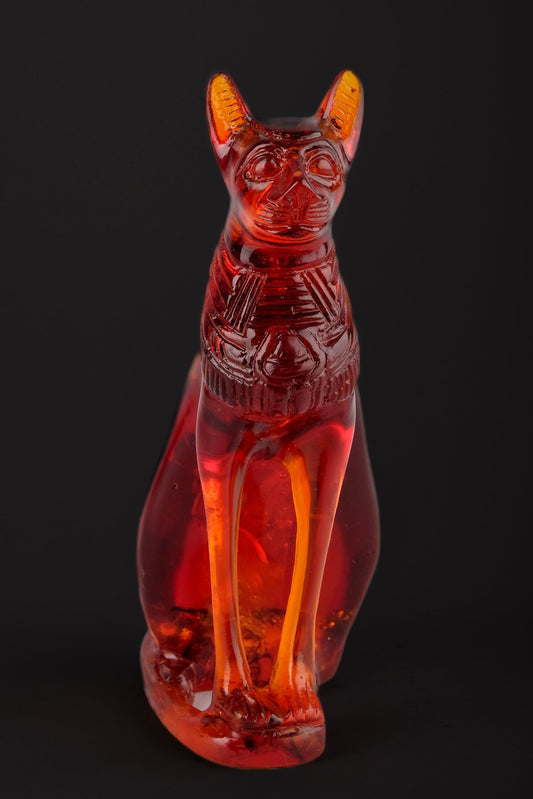 Ancient Egyptian statue of goddess Bastet cat vintage statue amber dust - home decor cat - pharaonic Cat- Egyptian Bastet made in Egypt