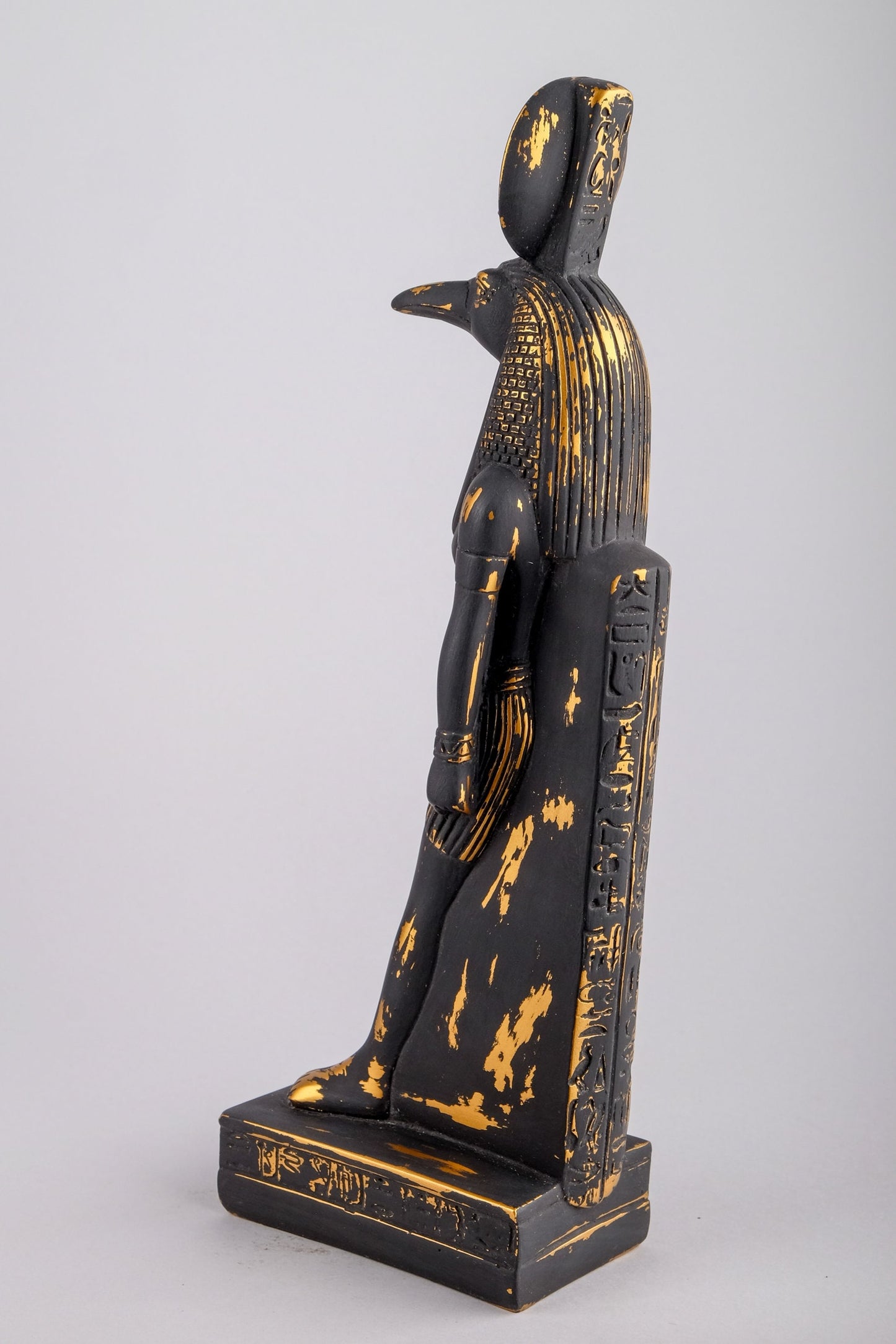 Ancient Egyptian statue of Thoth God of moon, magic, and master of knowledge - Handcrafted in acombination of gold and black Made in Egypt