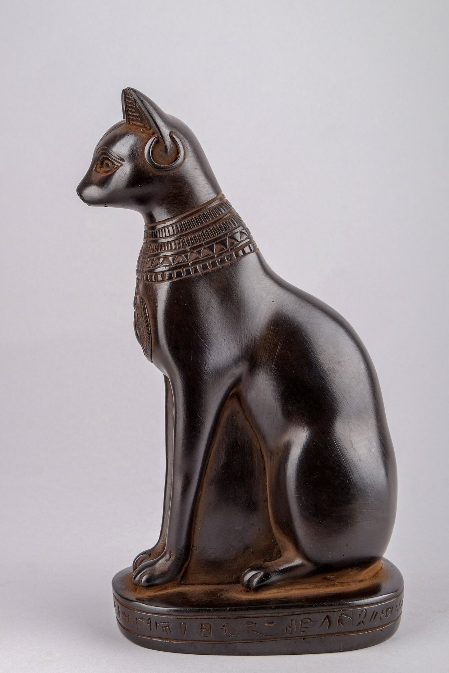 Ancient Egyptian statue of goddess Bastet cat heavy black stone made in Egypt