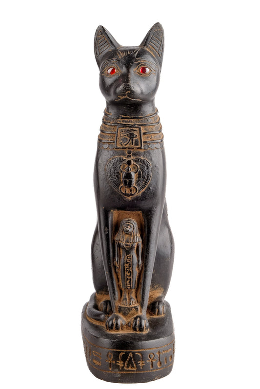 Handmade Bastet goddess statue - home decor cat - Cat statue - heavy black stone made in Egypt