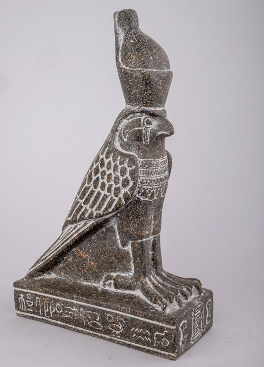 Ancient Egyptian Statue of Horus god Falcon Bird sculpture large granite stone made in Egypt