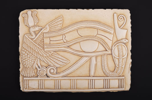 Ancient Egyptian Wall Art Relief Eye of Horus sculpture white heavy stone made in Egypt