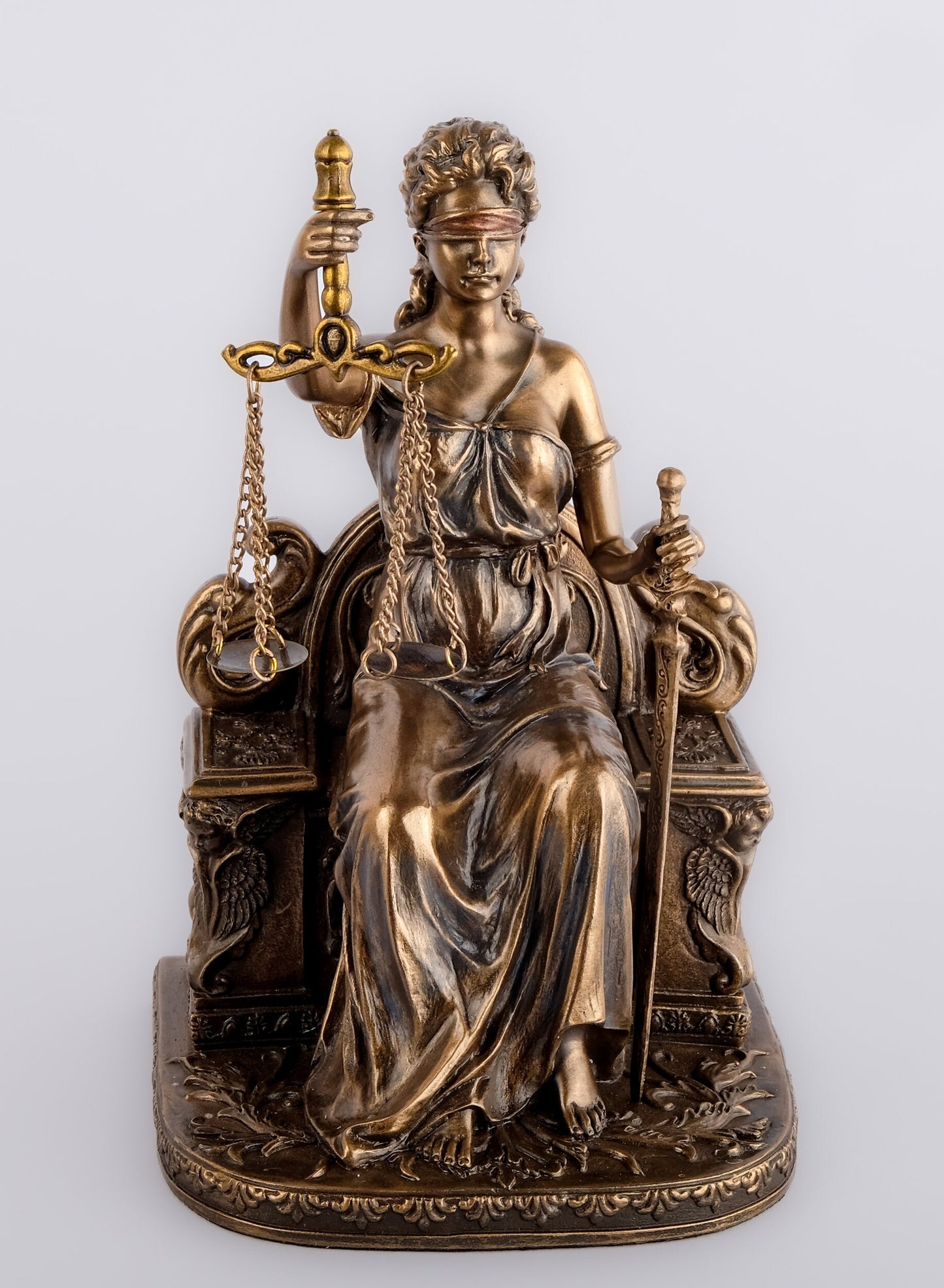 Statue of sitting symbol of justice Themis lady justice statue sculpture Figure cold cast Bronze & Resin Exclusive Gift for Lawer