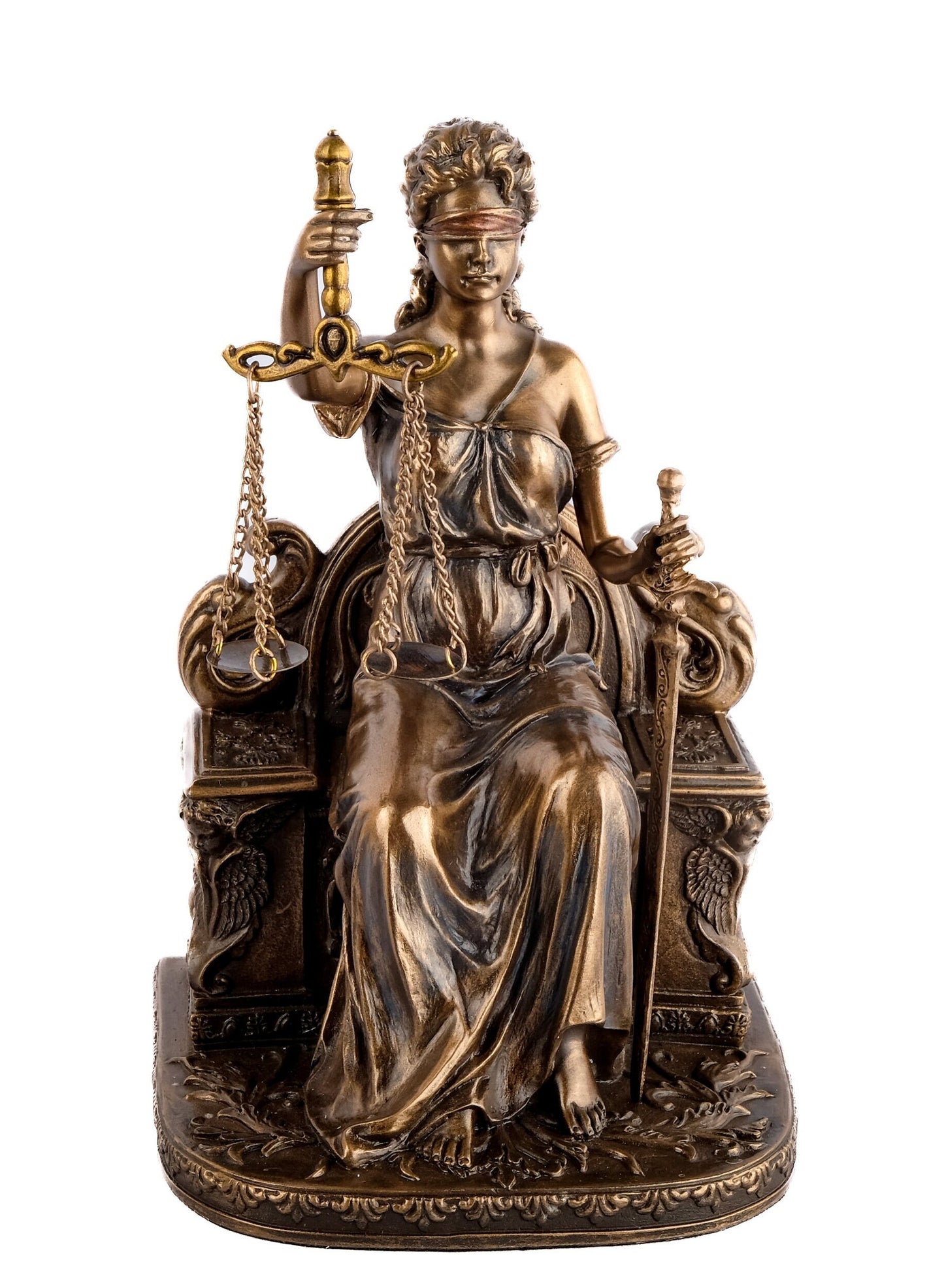 Statue of sitting symbol of justice Themis lady justice statue sculpture Figure cold cast Bronze & Resin Exclusive Gift for Lawer