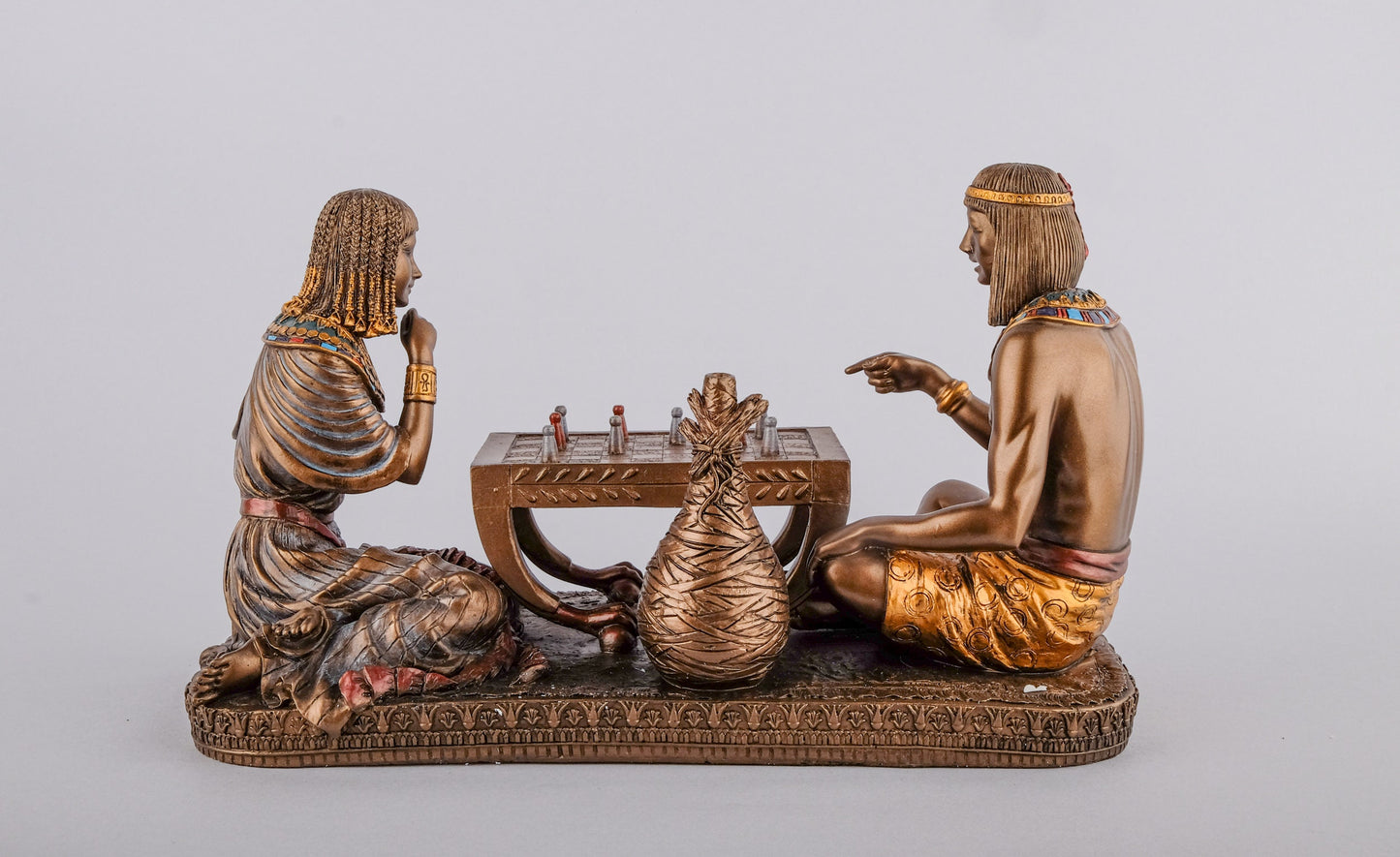 Amazing Maket for ancient pharaohs playing the famous Egyptian game Senet or Senat Sculpture Figure Cold cast Bronze & Resin made in Egypt