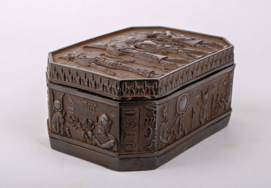 Unique Ancient Egyptian Art Box Heavy decorative inscriptions pharaonic black stone made in Egypt