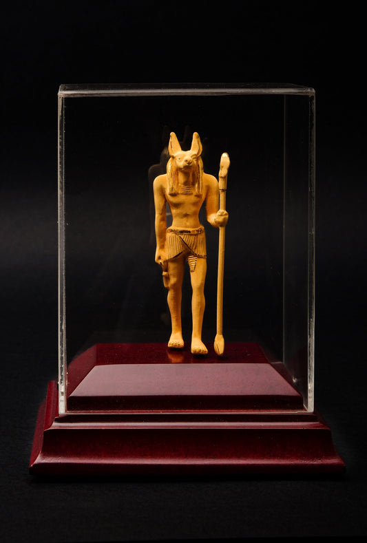 Unique ancient Egyptian statue of Anubis inside beautiful Glass Box made in Egypt