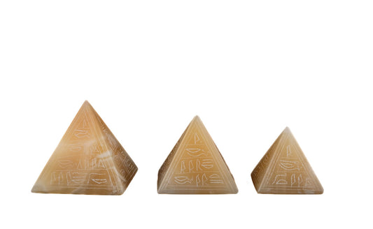 Vintage pyramids of Egypt Set - Set of 3 Pyramid- Egyptian Pyramids - EGYPTIAN Home Decor - Alabaster Stone hand carved made in Egypt