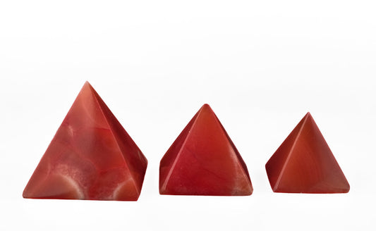 Vintage pyramids of Egypt Set - Set of 3 Pyramid- Egyptian Pyramids - EGYPTIAN Home Decor - Red Alabaster Stone made in Egypt