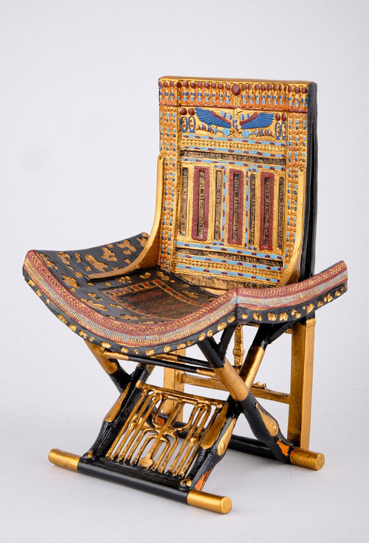 Gorgeous King Tutankhamun Throne - Handmade from poly stone with the gold painting - Replica - handmade - made in Egypt