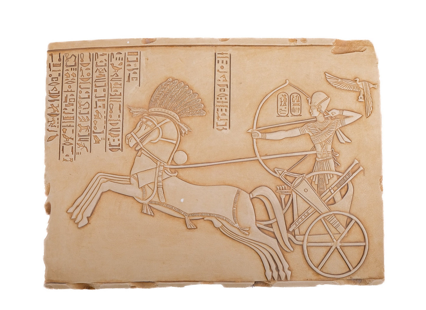 The great Ramses on a war Chariot At Battle of Kadesh the Epic war - Handmade limestone wall Relief large size made in Egypt