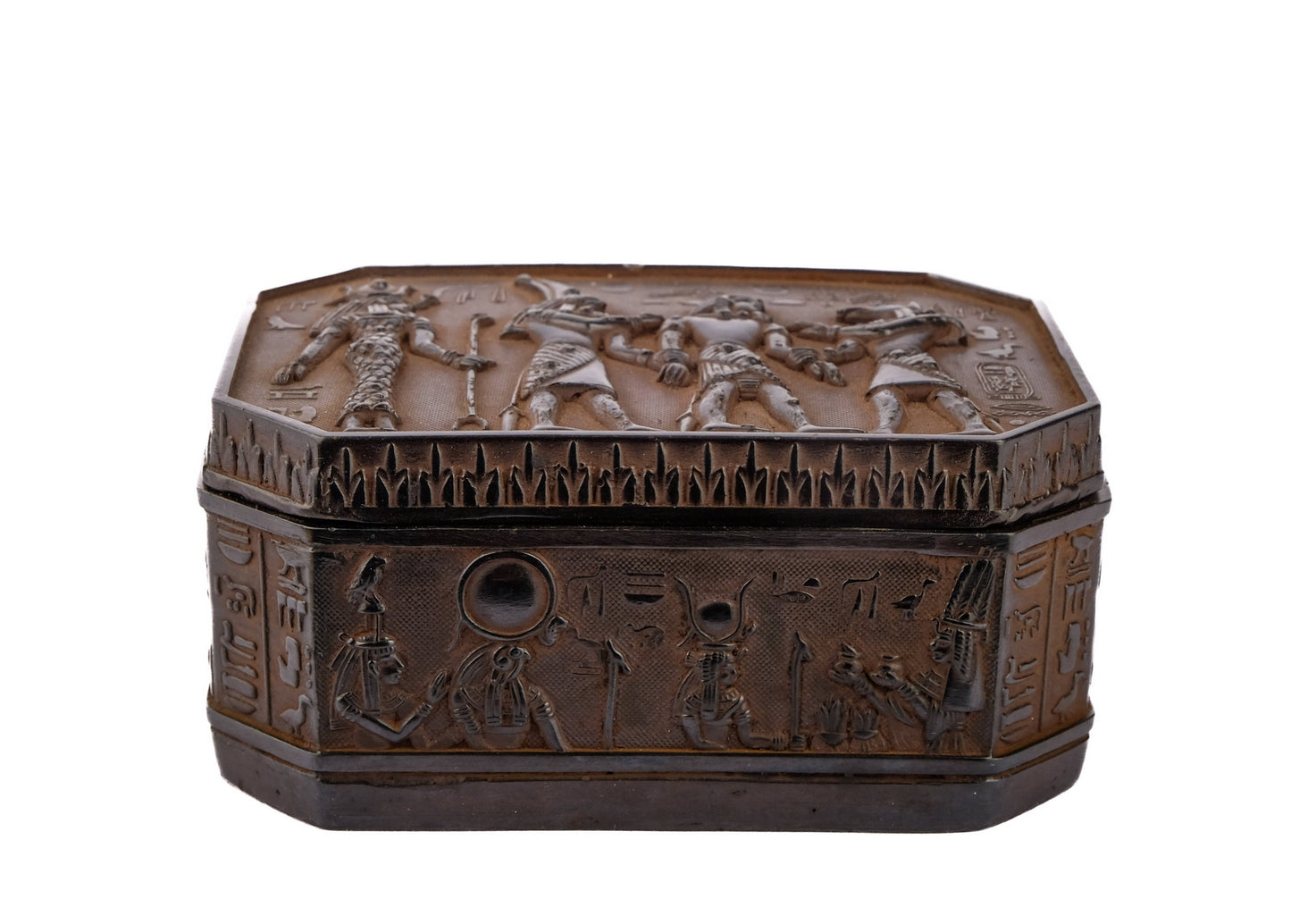 Unique Ancient Egyptian Art Box Heavy decorative inscriptions pharaonic black stone made in Egypt