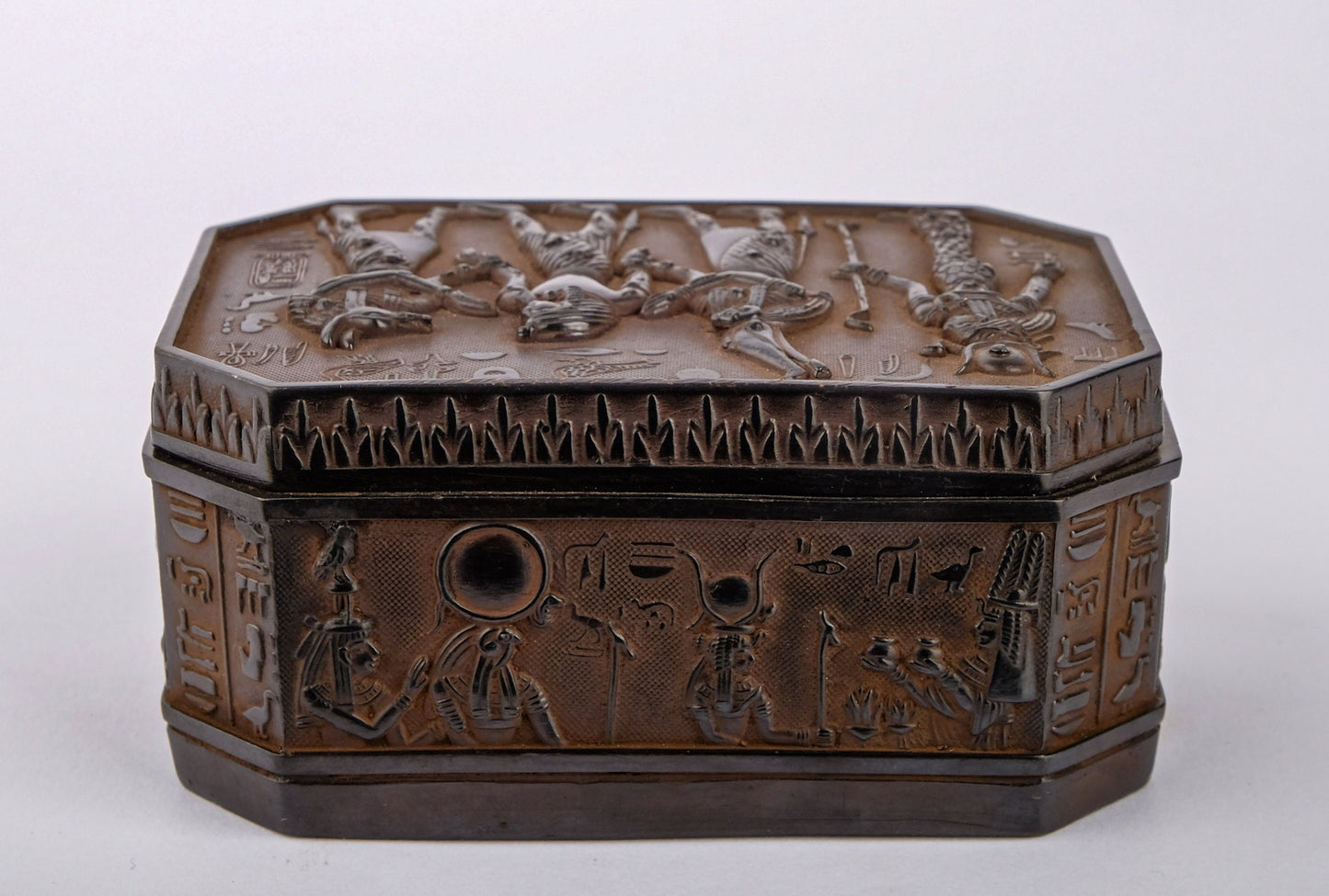 Unique Ancient Egyptian Art Box Heavy decorative inscriptions pharaonic black stone made in Egypt