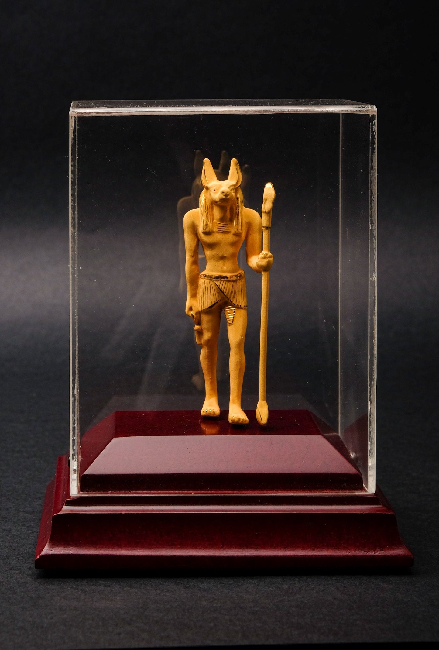 Unique ancient Egyptian statue of Anubis inside beautiful Glass Box made in Egypt