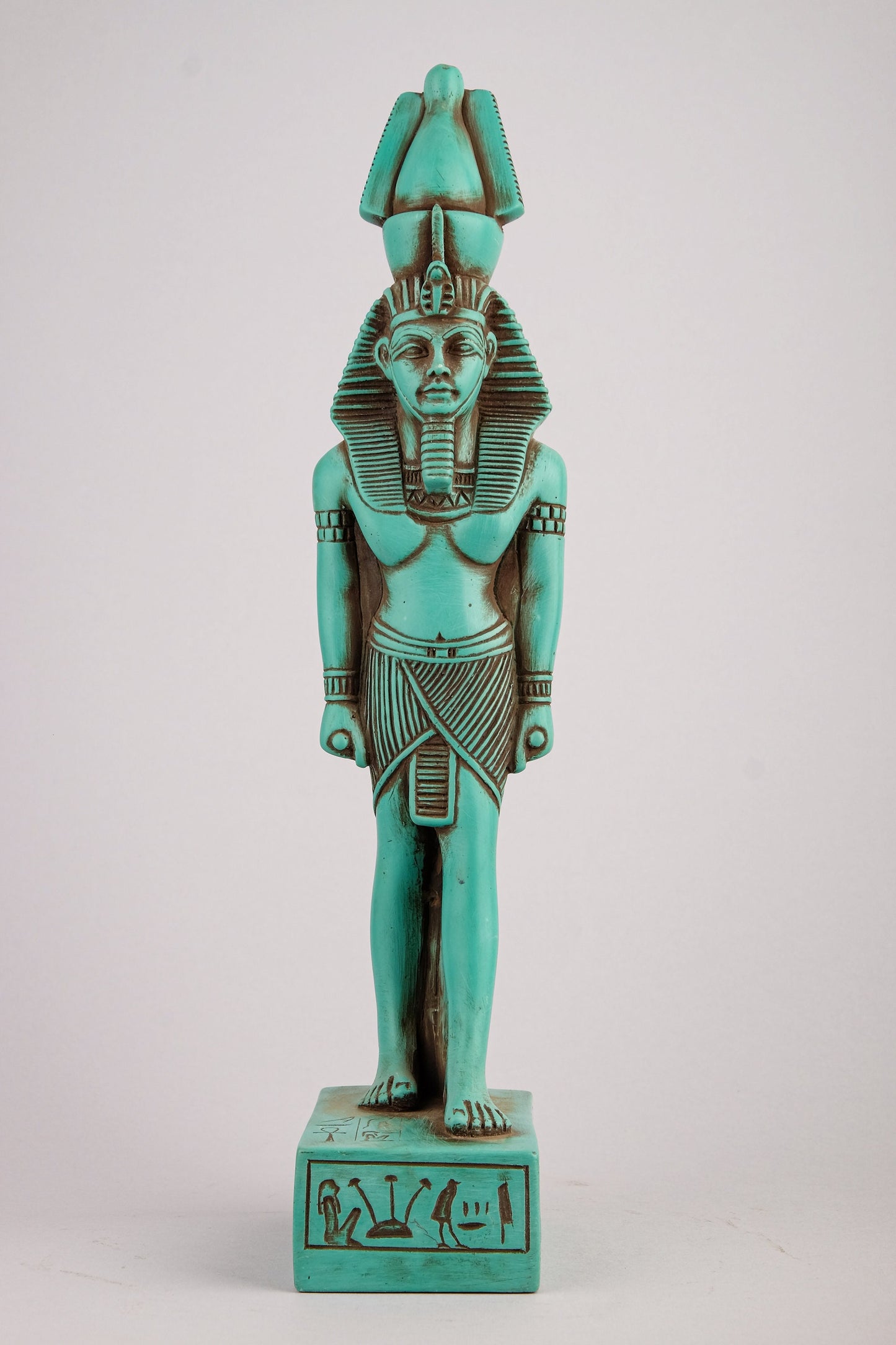 Unique statue of Egyptian Art pharaoh king Ramesses II, green large stone sculpture unique Egyptian art made in Egypt